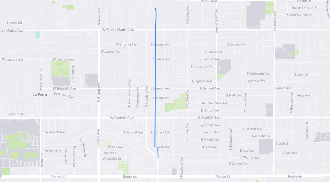 Map of Vista Bonita Avenue in Los Angeles County, California