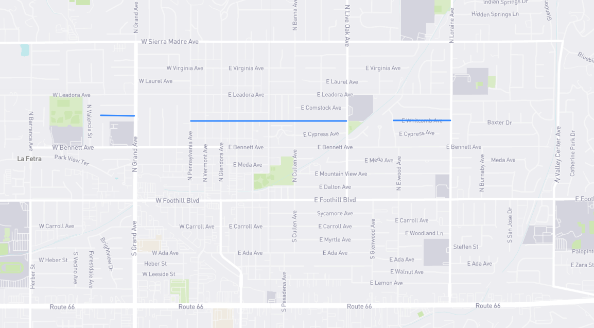 Map of Whitcomb Avenue in Los Angeles County, California