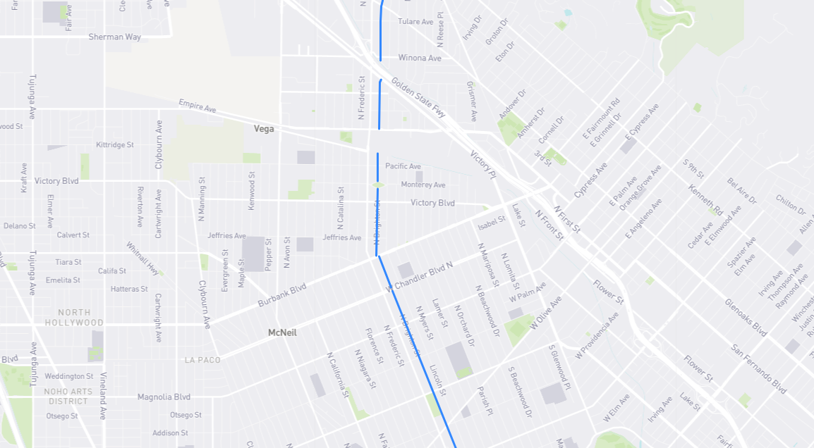 Map of Brighton Street in Los Angeles County, California