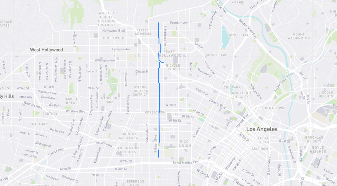 Map of Kingsley Drive in Los Angeles County, California