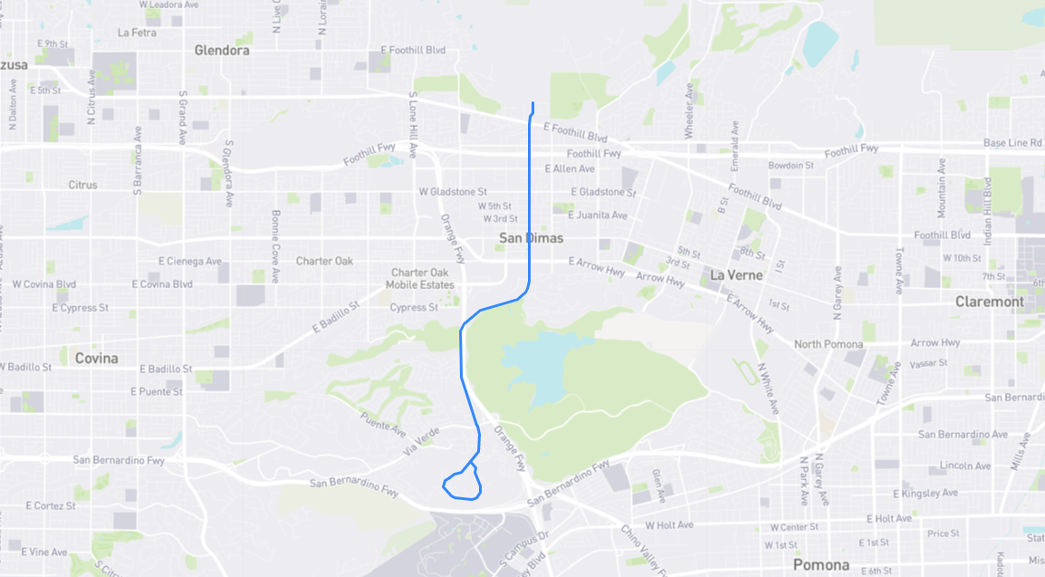 Map of San Dimas Avenue in Los Angeles County, California