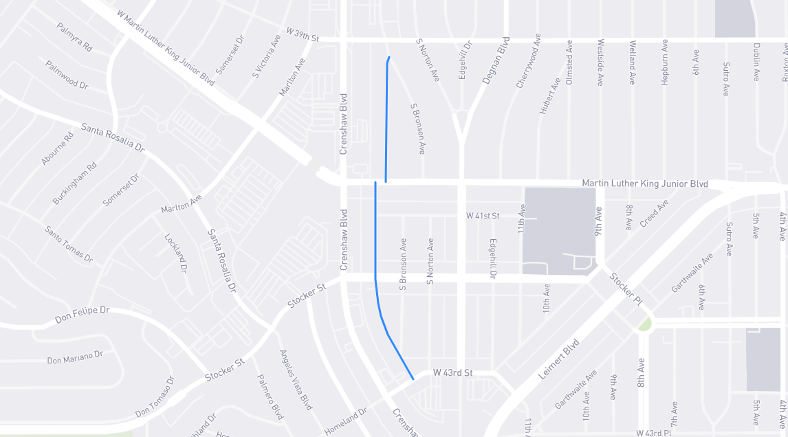 Map of McClung Drive in Los Angeles County, California