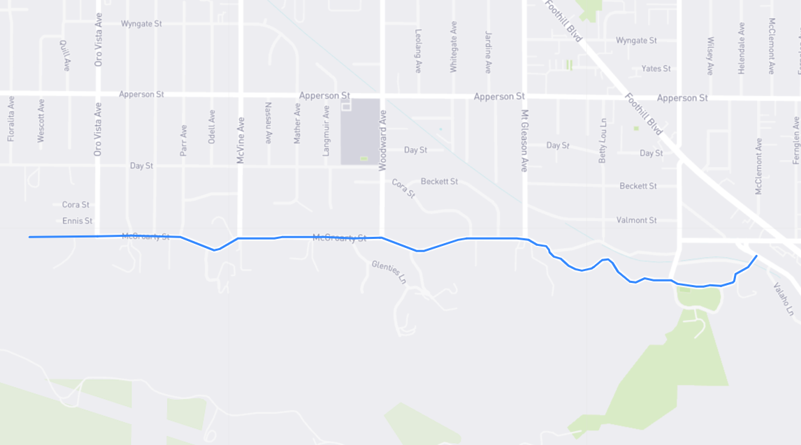 Map of McGroarty Street in Los Angeles County, California