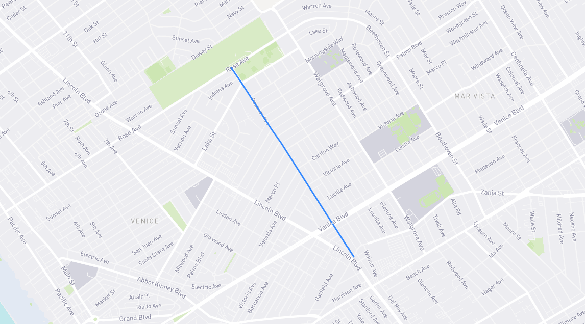 Map of Penmar Avenue in Los Angeles County, California