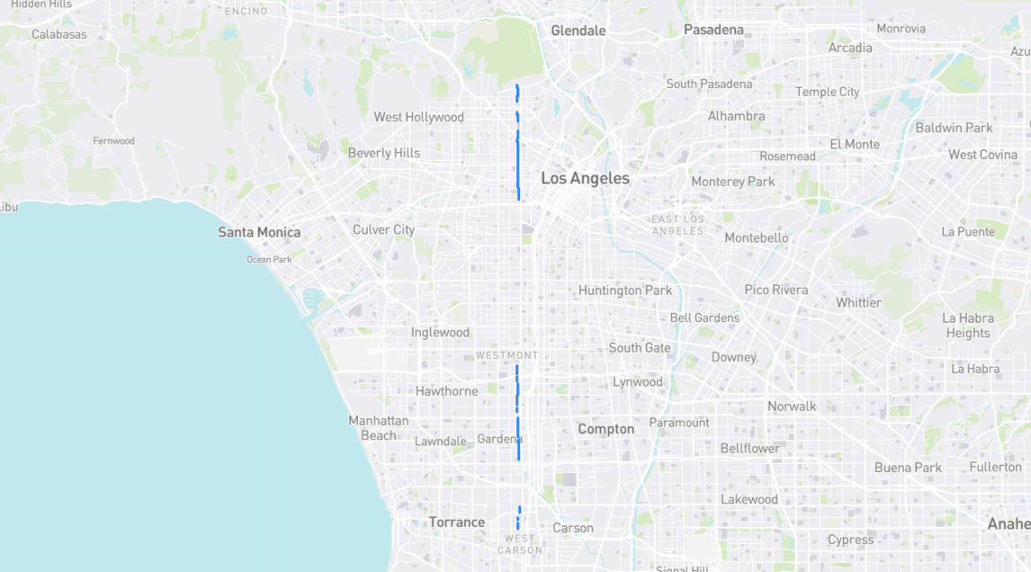 Map of Berendo Street in Los Angeles County, California