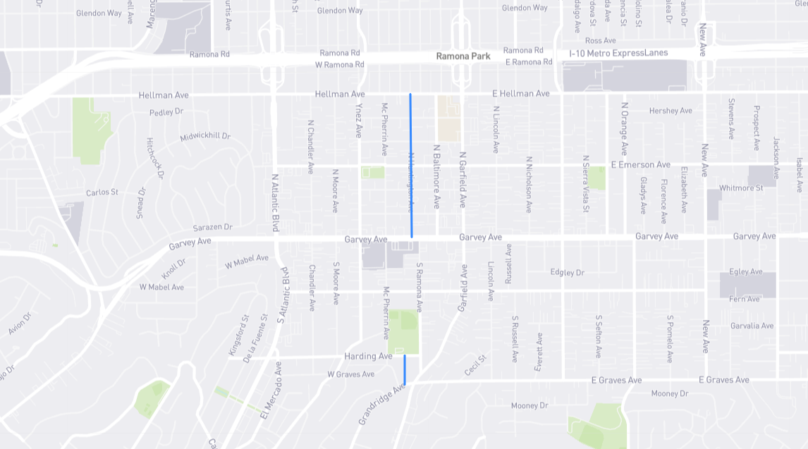 Map of Huntington Avenue in Los Angeles County, California