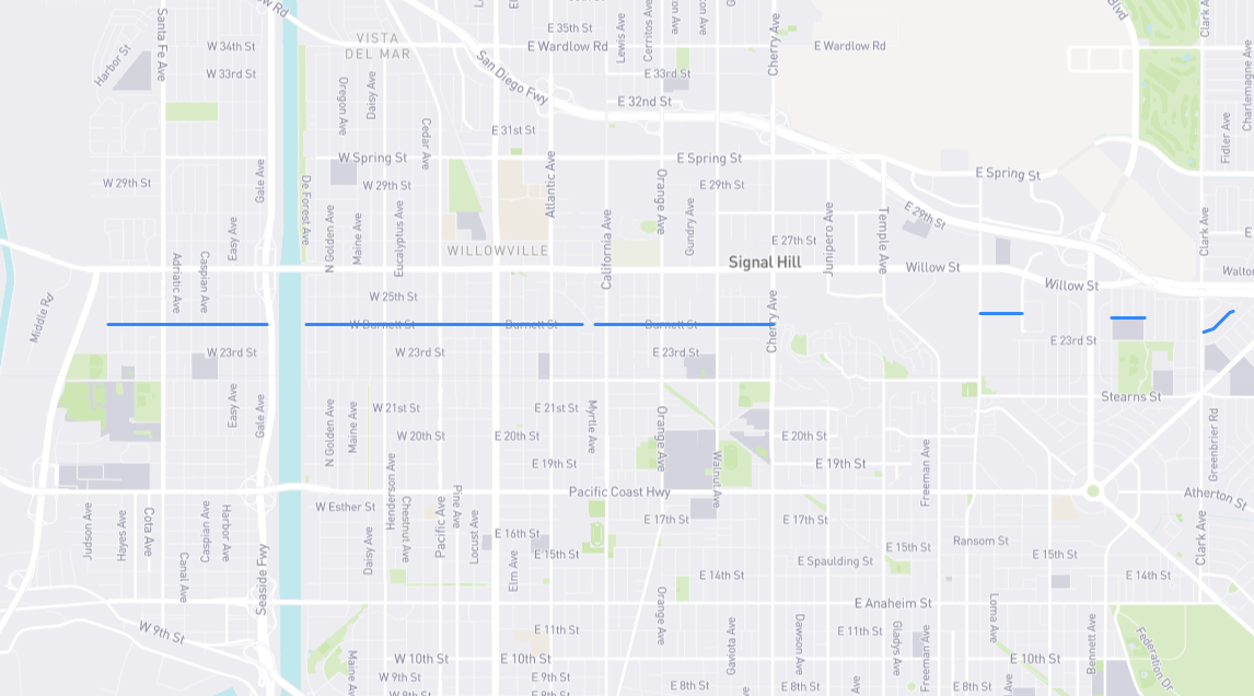 Map of Burnett Street in Los Angeles County, California