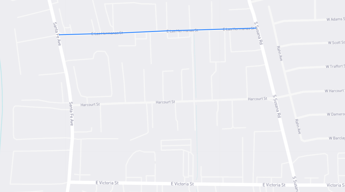 Map of Las Hermanas Street in Los Angeles County, California