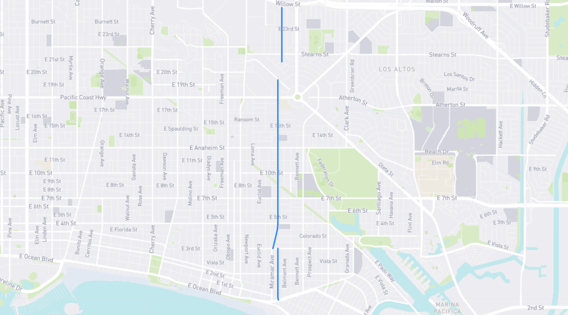 Map of Termino Avenue in Los Angeles County, California