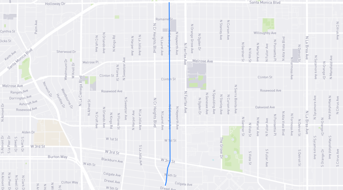 Map of Edinburgh Avenue in Los Angeles County, California