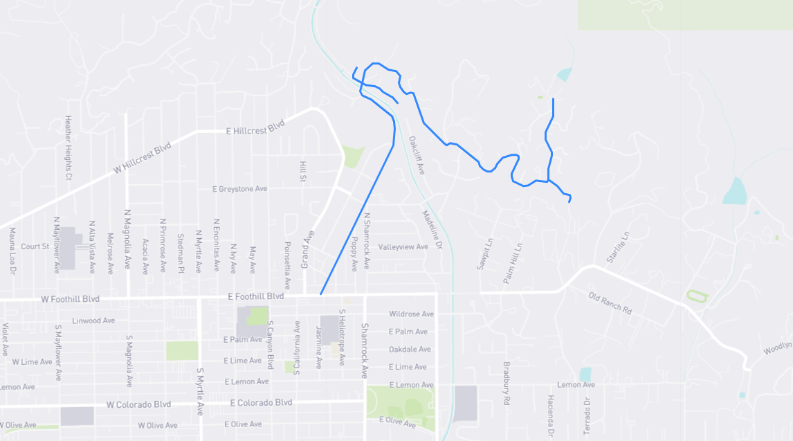 Map of Norumbega Drive in Los Angeles County, California