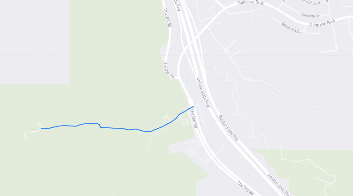 Map of Towsley Canyon Road in Los Angeles County, California
