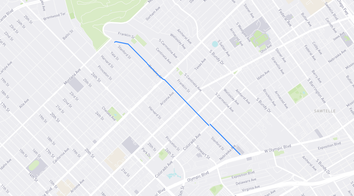 Map of Berkeley Street in Los Angeles County, California
