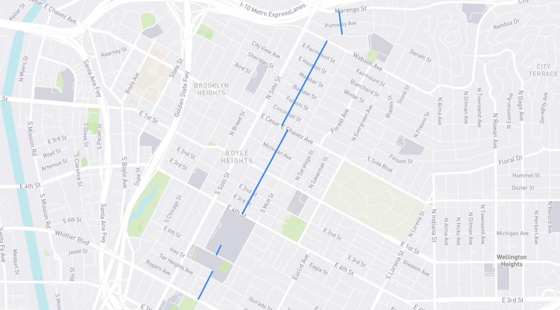 Map of Fickett Street in Los Angeles County, California