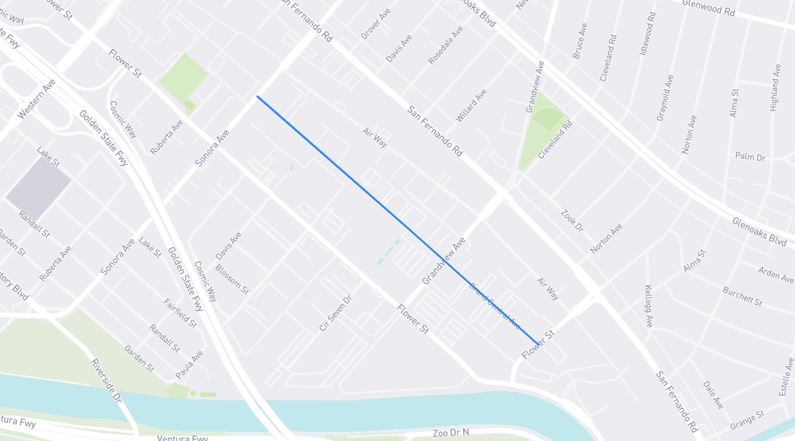 Map of Grand Central Avenue in Los Angeles County, California