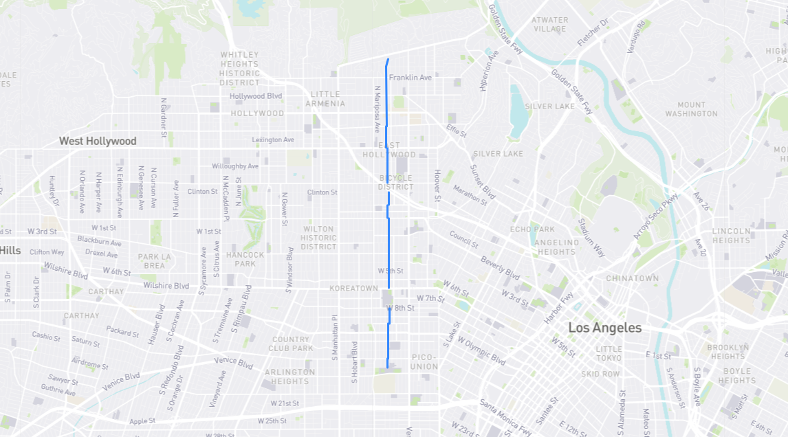 Map of Kenmore Avenue in Los Angeles County, California