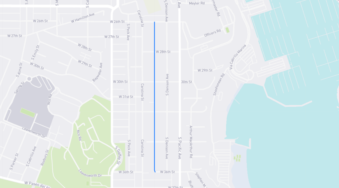 Map of Kerckhoff Avenue in Los Angeles County, California