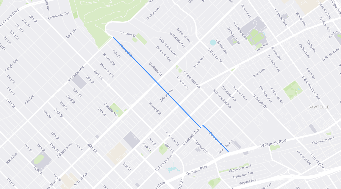 Map of Stanford Street in Los Angeles County, California