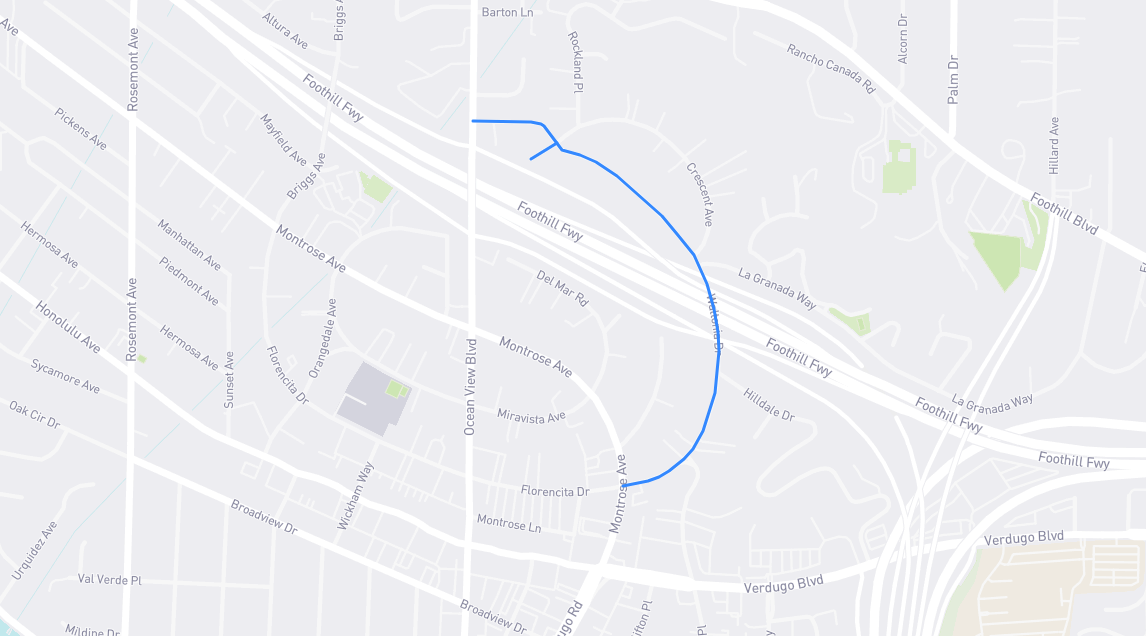 Map of Waltonia Drive in Los Angeles County, California