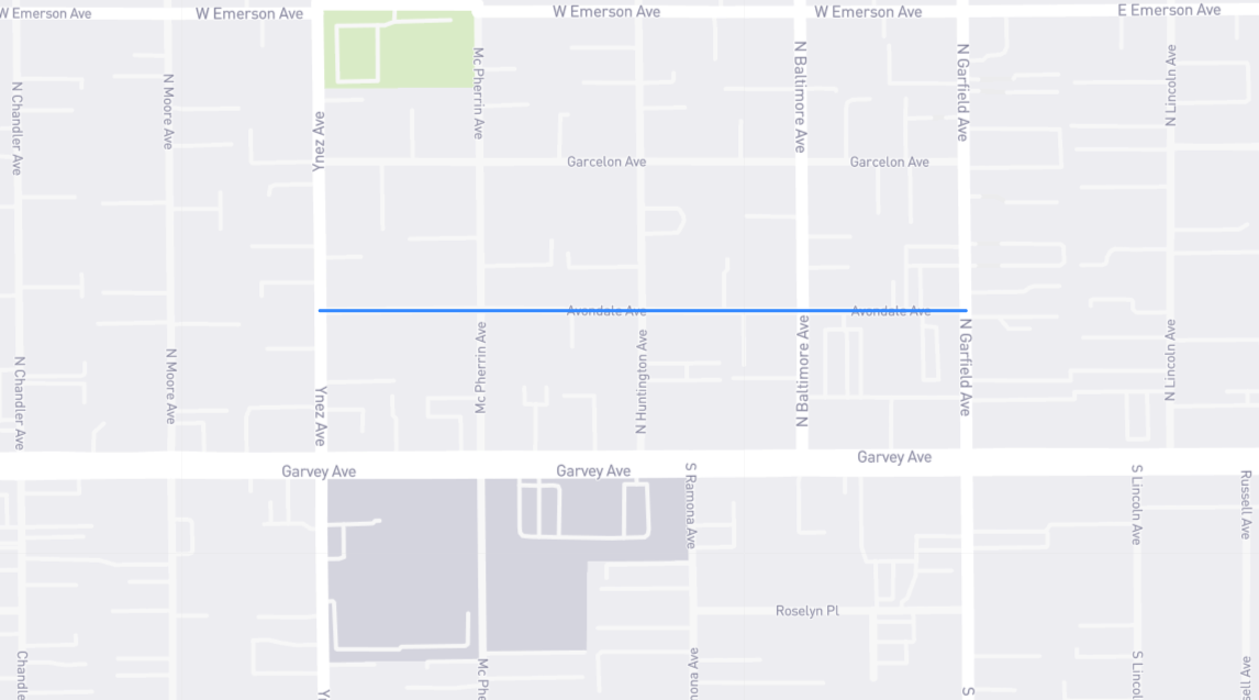 Map of Avondale Avenue in Los Angeles County, California