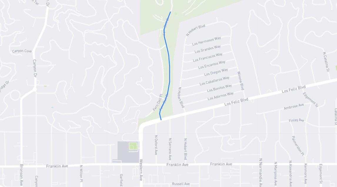 Map of Fern Dell Drive in Los Angeles County, California