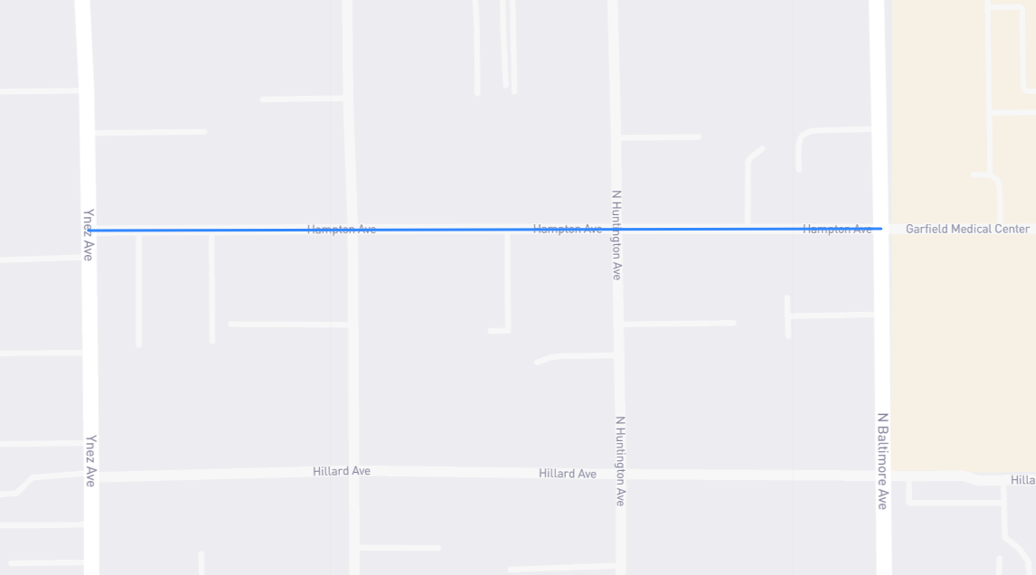 Map of Hampton Avenue in Los Angeles County, California