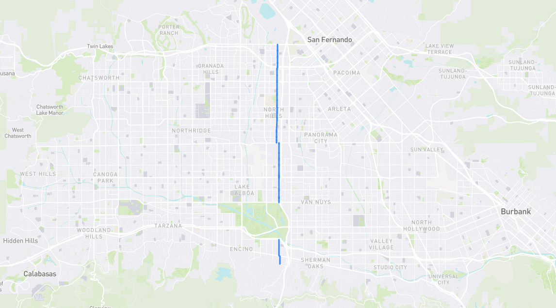Map of Haskell Avenue in Los Angeles County, California