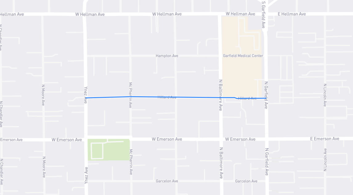 Map of Hillard Avenue in Los Angeles County, California