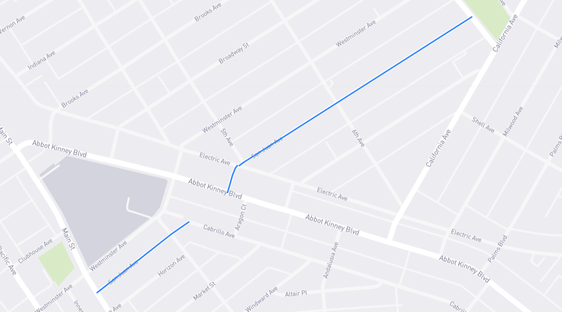 Map of San Juan Avenue in Los Angeles County, California