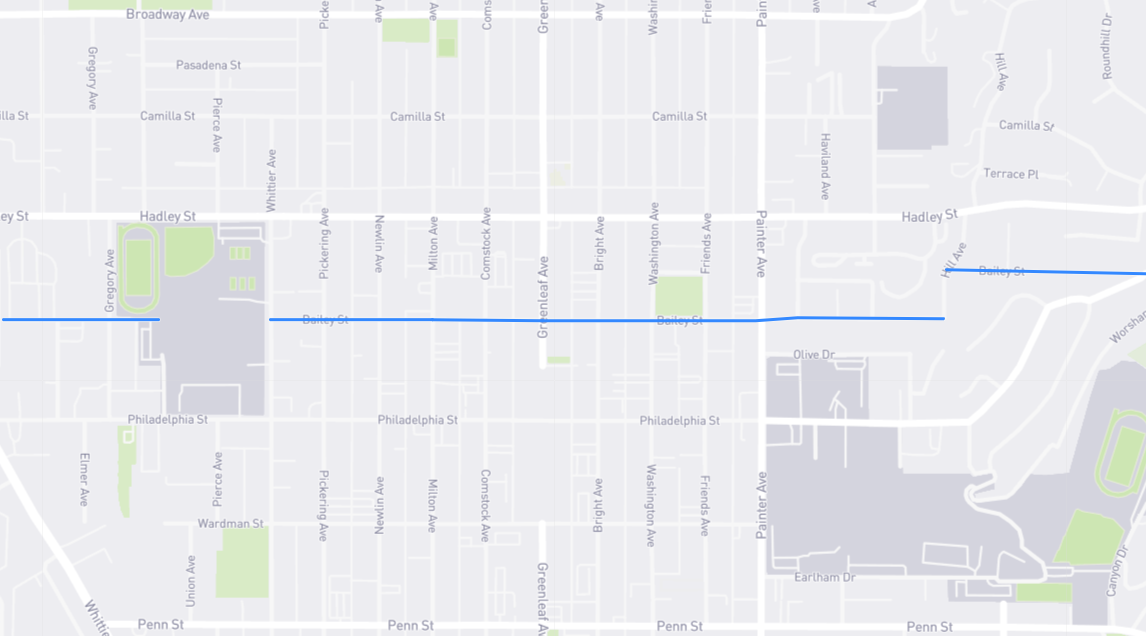 Map of Bailey Street in Los Angeles County, California