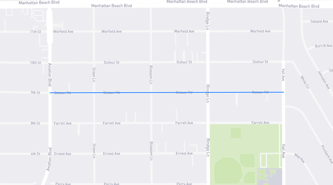 Map of Bataan Road in Los Angeles County, California
