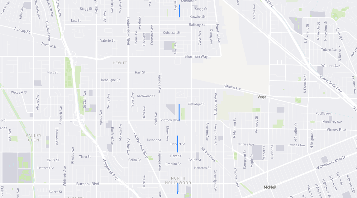 Map of Bonner Avenue in Los Angeles County, California