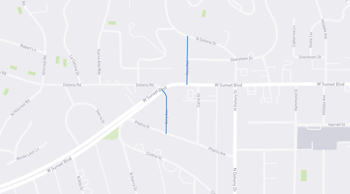 Map of Cory Avenue in Los Angeles County, California