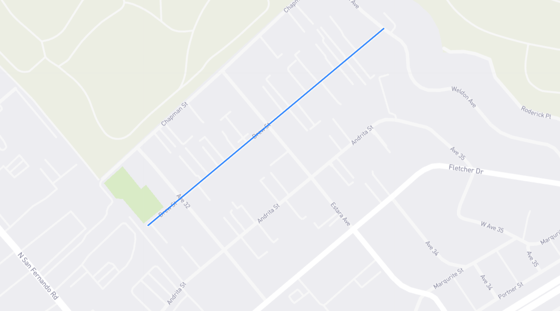 Map of Drew Street in Los Angeles County, California