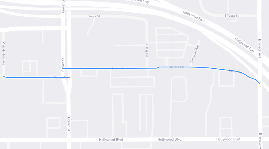Map of Carlos Avenue in Los Angeles County, California