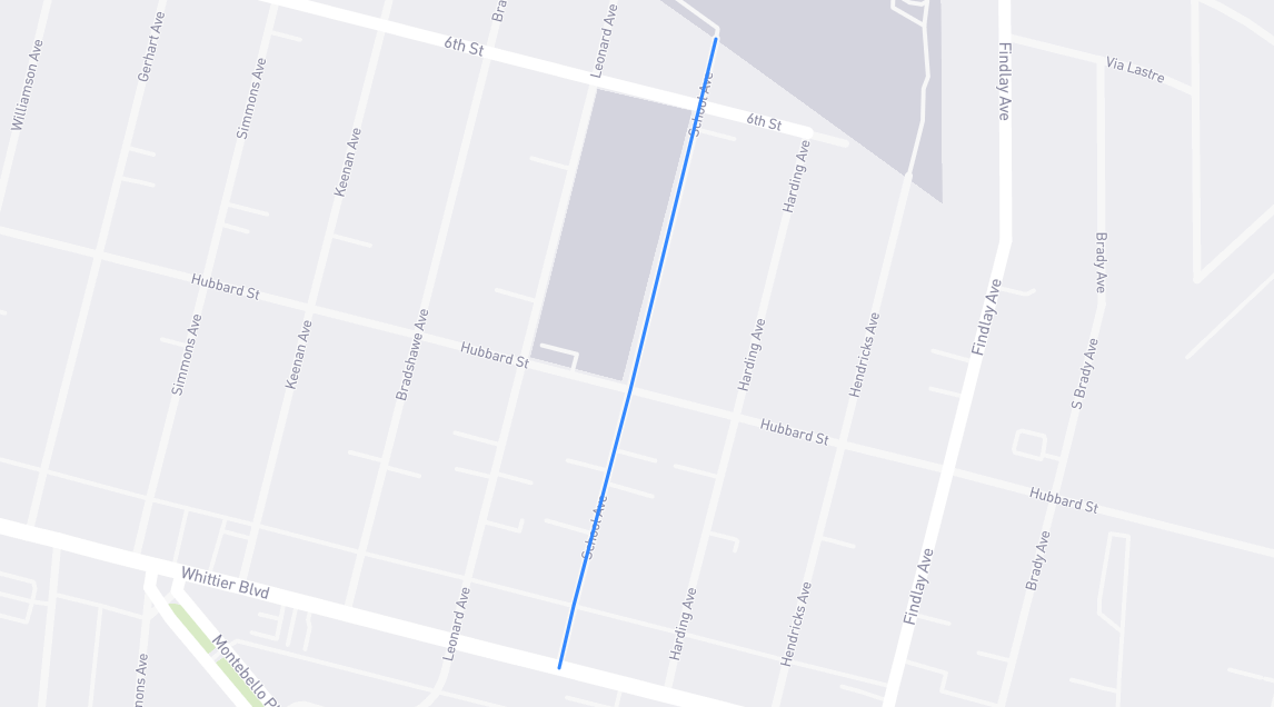 Map of School Avenue in Los Angeles County, California