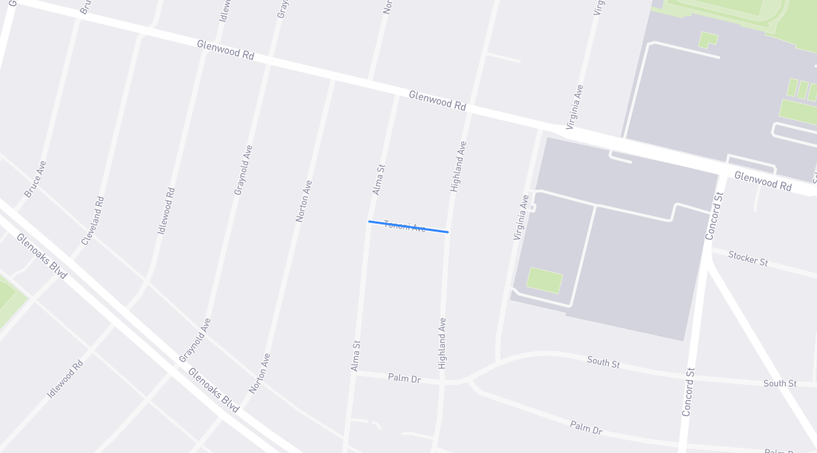 Map of Tononi Avenue in Los Angeles County, California