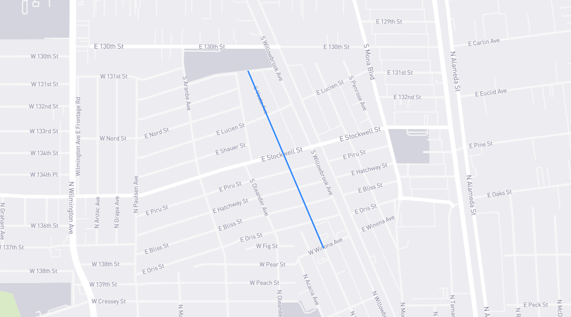 Map of Vesta Avenue in Los Angeles County, California
