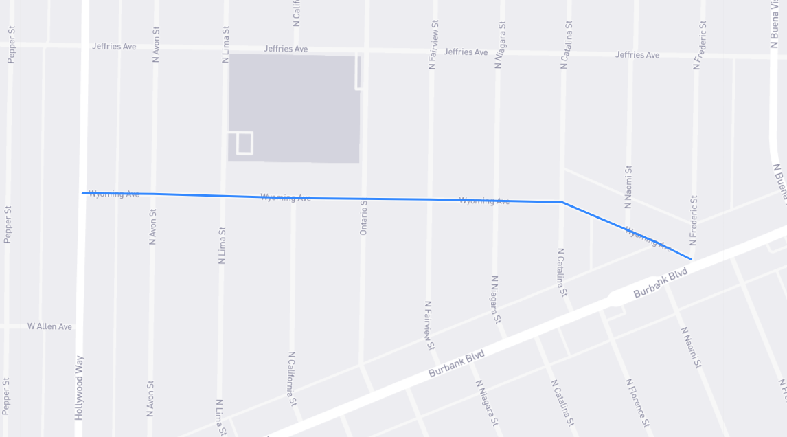 Map of Wyoming Avenue in Los Angeles County, California