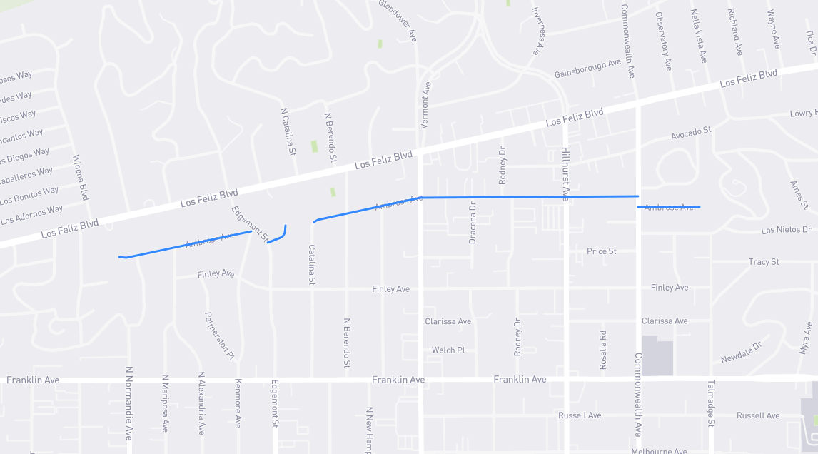Map of Ambrose Avenue in Los Angeles County, California