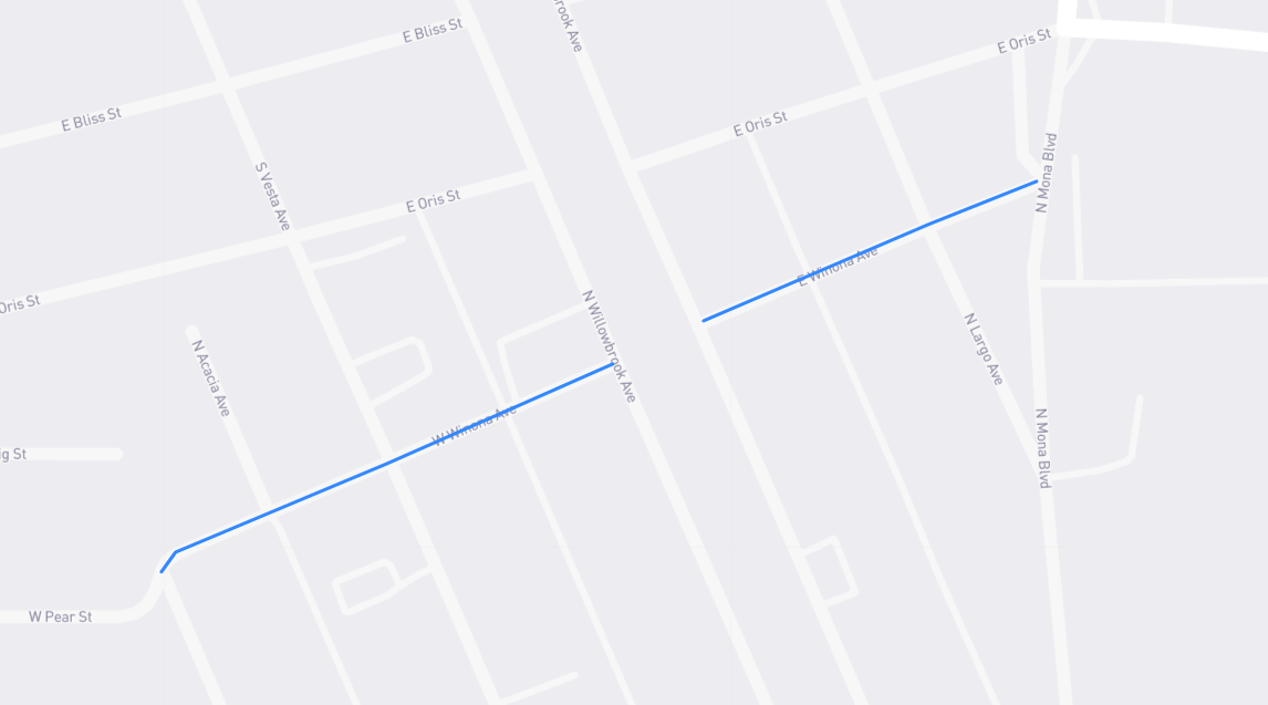 Map of Winona Avenue in Los Angeles County, California