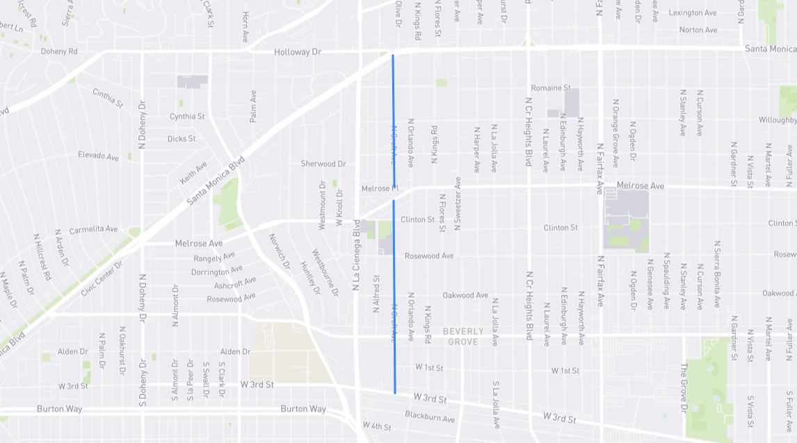 Map of Croft Avenue in Los Angeles County, California