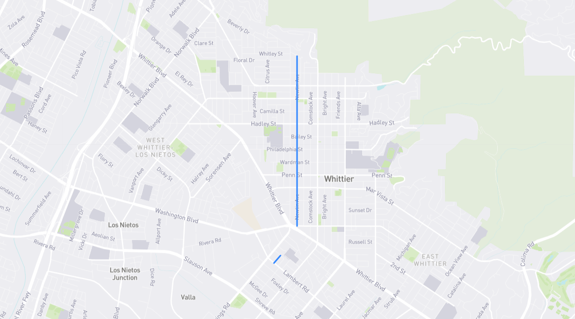 Map of Newlin Avenue in Los Angeles County, California
