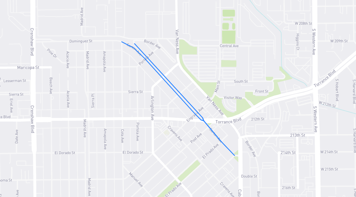 Map of Sartori Avenue in Los Angeles County, California