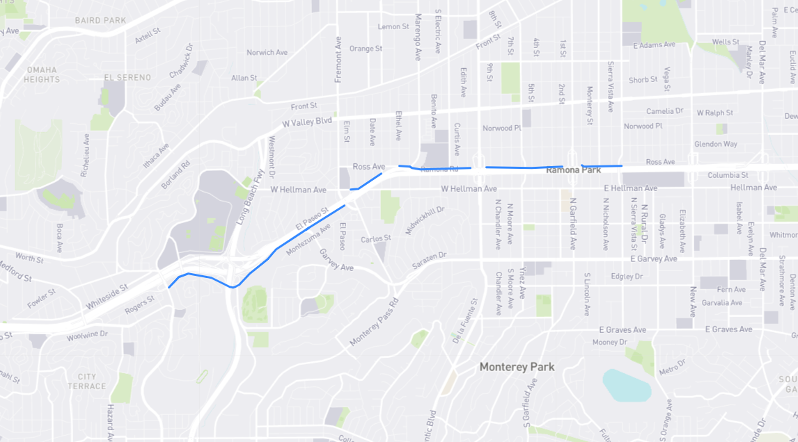 Map of Ramona Road in Los Angeles County, California