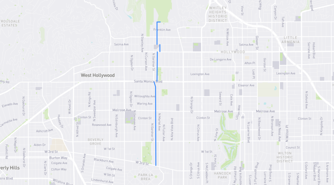 Map of Vista Street in Los Angeles County, California