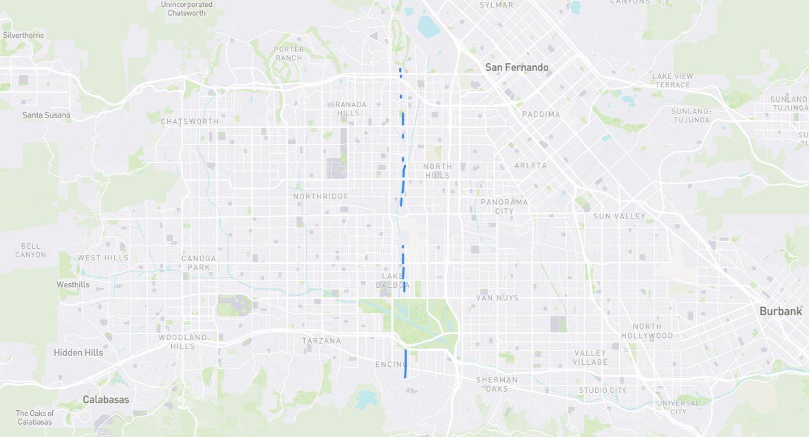 Map of Rubio Avenue in Los Angeles County, California