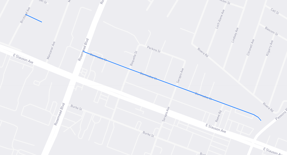 Map of Bermudez Street in Los Angeles County, California