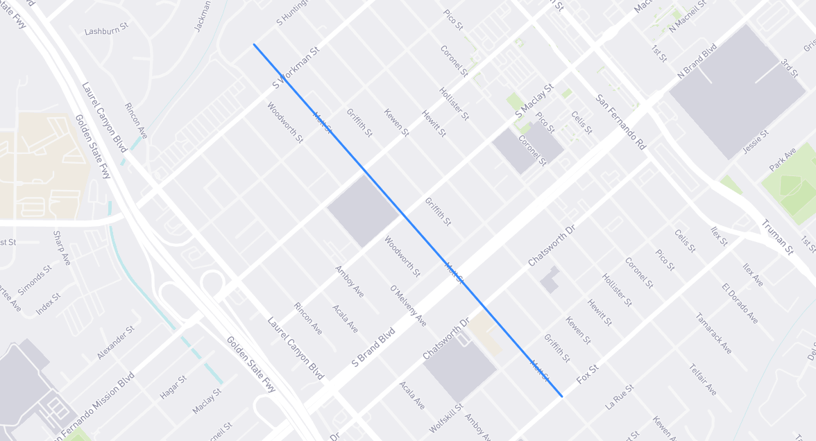 Map of Mott Street in Los Angeles County, California