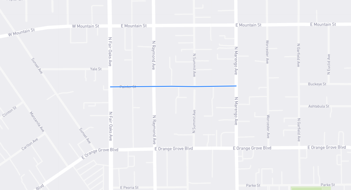 Map of Painter Street in Los Angeles County, California
